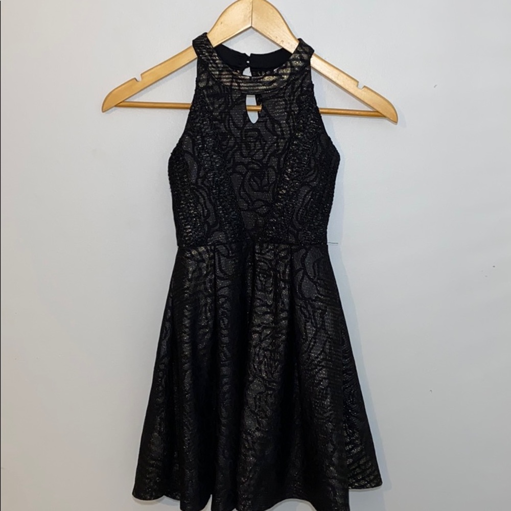 GB Girls black and gold A line party dress…